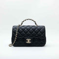 Chanel 23A Mini Rectangle Flap with Crystals Top Handle in Black Lambskin