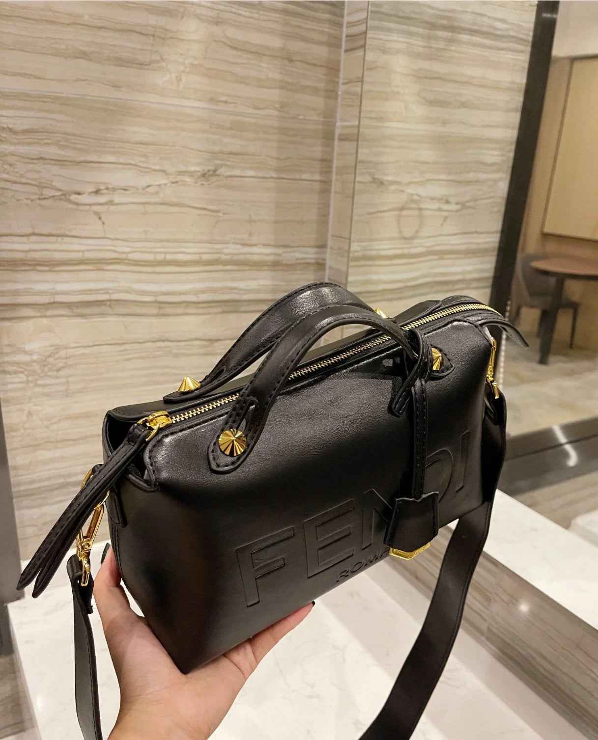 Fendi By The Way bag featuring hot-stamped Roma lettering