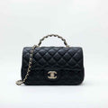 Chanel 23A Mini Rectangle Flap with Crystals Top Handle in Black Lambskin - WOW BOUTIQUE